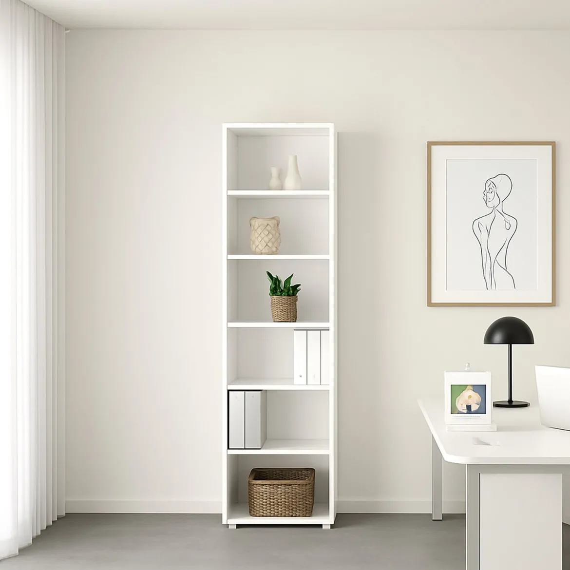 Libreria elegante bianca 89x113h cm - Aziza
