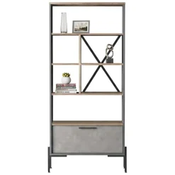 Libreria elegante marrone e grigia 75x160h cm - Fabrice