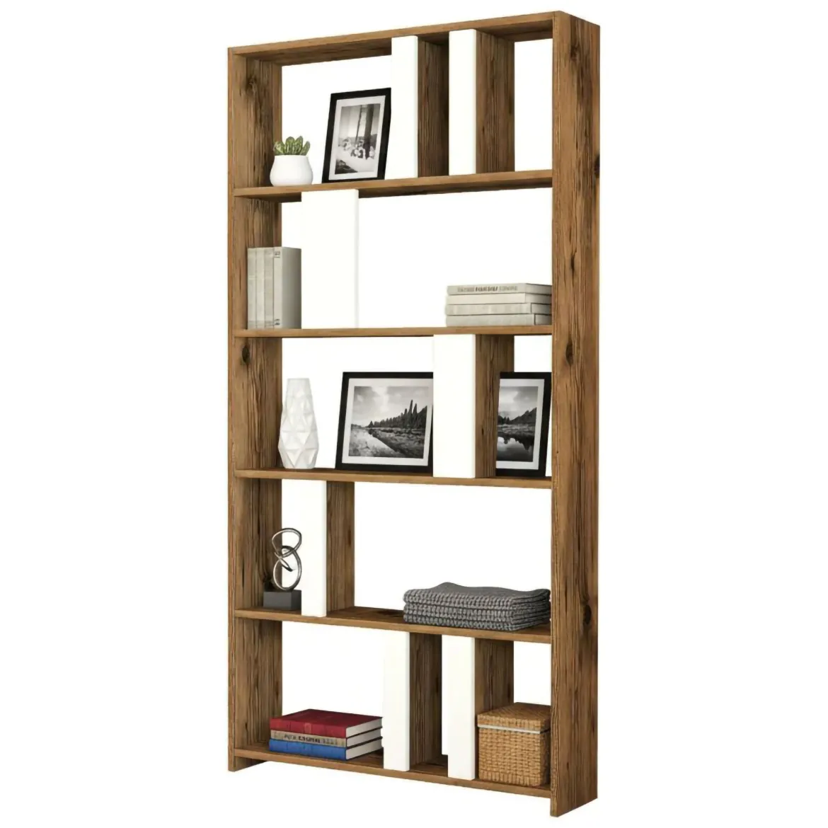 Libreria elegante noce e bianca 90x180h cm - Scapolita