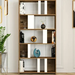 Libreria elegante noce e bianca 90x180h cm - Scapolita
