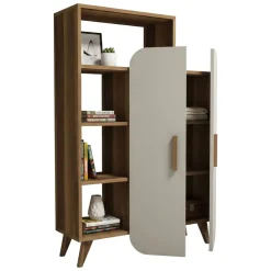Libreria elegante noce e crema 90x132h cm - Agni