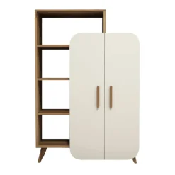 Libreria elegante noce e crema 90x132h cm - Agni