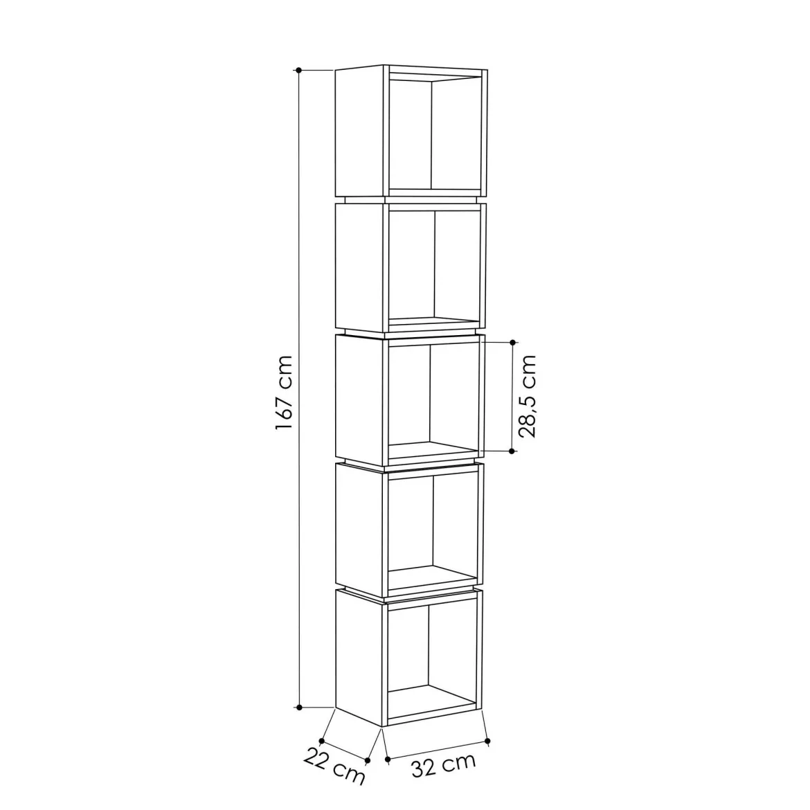 Libreria elegante quercia e bianca 32x167h cm - Tomas