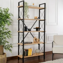 Libreria fissa quercia e nera 90x180h cm - Suriel
