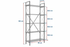 Libreria fissa quercia e nera 90x180h cm - Suriel