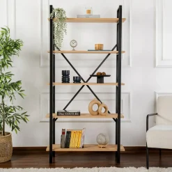 Libreria fissa quercia e nera 90x180h cm - Suriel