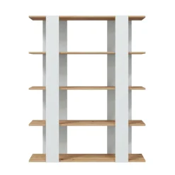 Libreria fissa rovere nodi e bianca lucida 108x136h cm - Madreperla