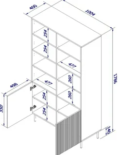 Libreria Ghilarza, 100x42 h177 cm, Beige
