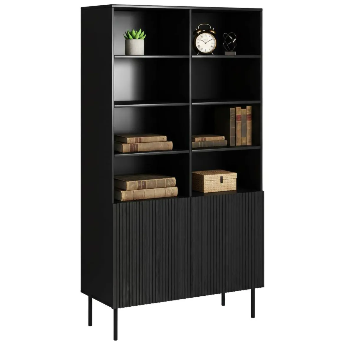 Libreria Ghilarza, 100x42 h177 cm, Nero