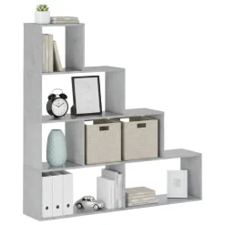 Libreria Grigio Cemento 3 Ripiani Installazione a Terra 145x28x143h cm, Sfumatura Colore Struttura Cemento - Serole