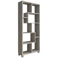 Libreria Grigio Cemento 8 Ripiani Installazione a Terra 68x25x161h cm, Struttura Aperta - Veniano