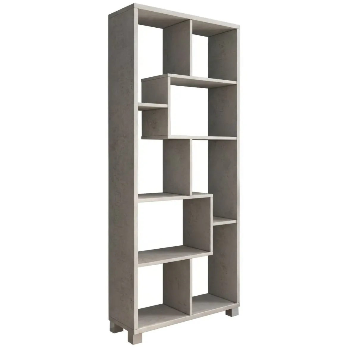 Libreria Grigio Cemento 8 Ripiani Installazione a Terra 68x25x161h cm, Struttura Aperta - Veniano