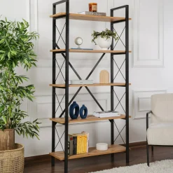 Libreria in legno massello pino e nera 90x180h cm - Suriel