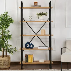 Libreria in legno massello pino e nera 90x180h cm - Suriel