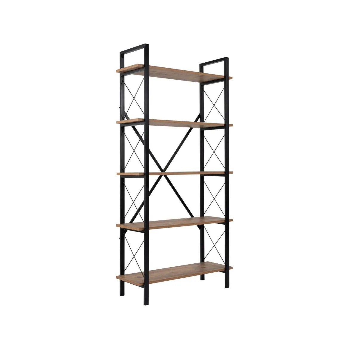 Libreria in legno massello pino e nera 90x180h cm - Suriel
