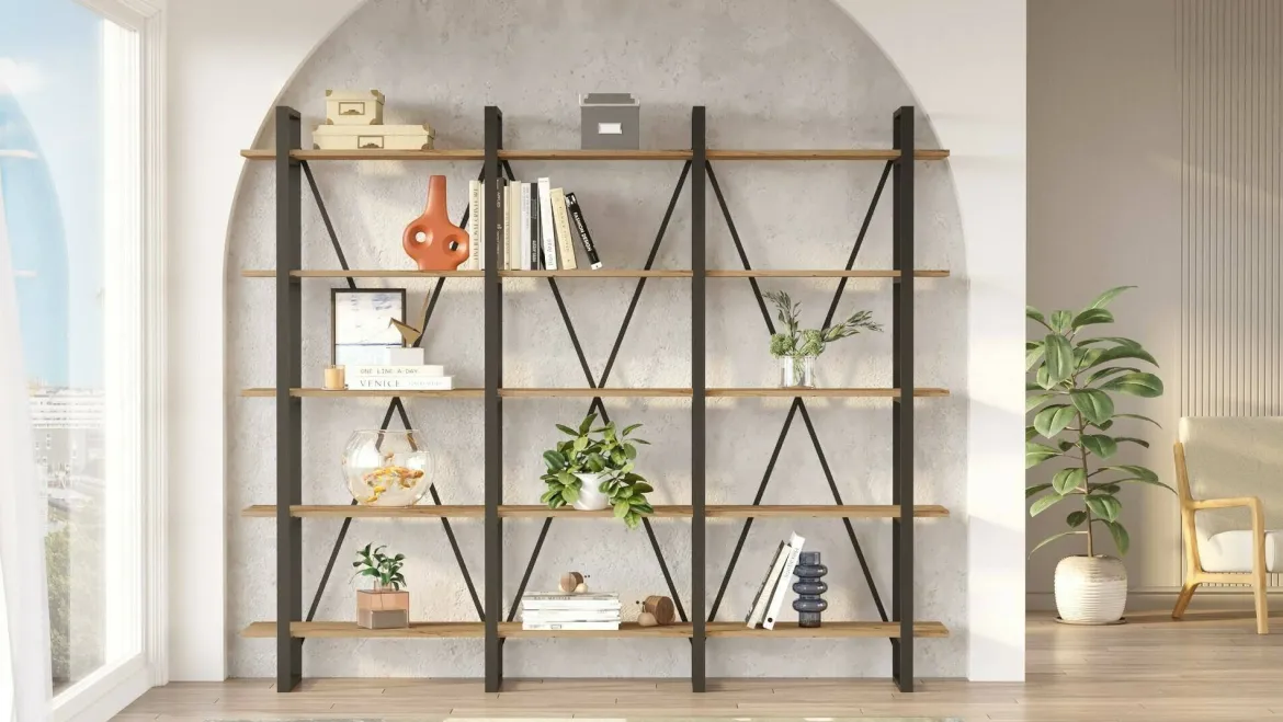 Libreria larga quercia 219x180h cm - Altano