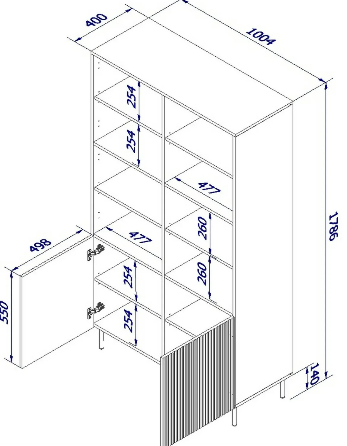 Libreria Maierato, 100x42 h177 cm, Nero