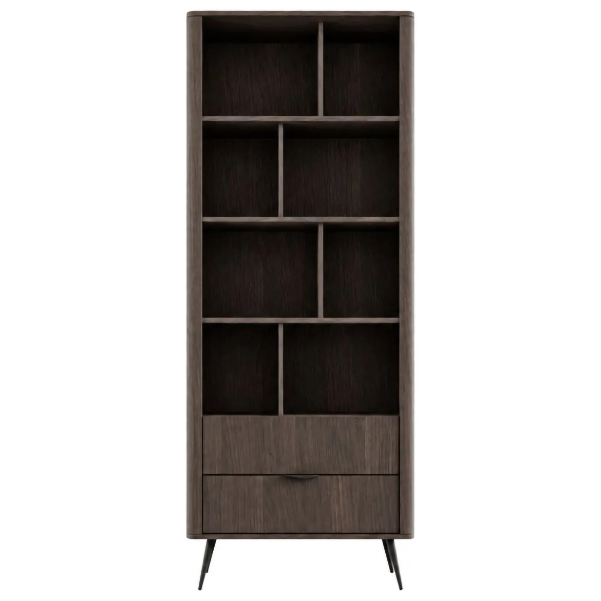 Libreria Marrone Noce 2 Cassetti 4 Ripiani 88x38x194h cm, con Piedini - Kada