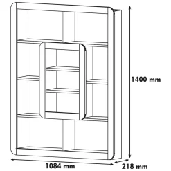 Libreria Marrone Noce Giallo 8 Ripiani Installazione Libera 108x22x140h cm, Sfumatura Colore Struttura Noce - Caltrano