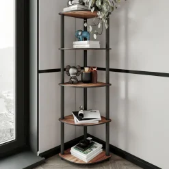 Libreria Marrone Noce Nero 4 Ripiani Installazione Libera 34x34x139h cm, Sfumatura Colore Struttura Noce - Sessanio