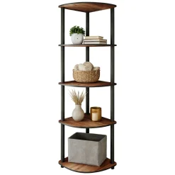 Libreria Marrone Noce Nero 4 Ripiani Installazione Libera 34x34x139h cm, Sfumatura Colore Struttura Noce - Sessanio