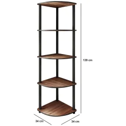 Libreria Marrone Noce Nero 4 Ripiani Installazione Libera 34x34x139h cm, Sfumatura Colore Struttura Noce - Sessanio