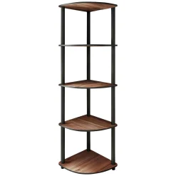 Libreria Marrone Noce Nero 4 Ripiani Installazione Libera 34x34x139h cm, Sfumatura Colore Struttura Noce - Sessanio