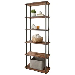 Libreria Marrone Noce Nero 4 Ripiani Installazione Libera 60x30x173h cm, Sfumatura Colore Struttura Noce - Nervina