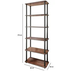 Libreria Marrone Noce Nero 4 Ripiani Installazione Libera 63x30x150h cm, Utilizzabile Come Divisorio Locale - Pignone