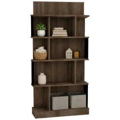 Libreria Marrone Noce Nero 4 Ripiani Installazione Libera 80x22x160h cm, Sfumatura Colore Struttura Noce - Pedara