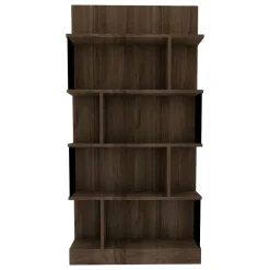 Libreria Marrone Noce Nero 5 Ripiani Installazione Libera 160x26x160h cm, Utilizzabile Come Divisorio Locale - Perletto