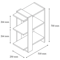 Libreria Marrone Noce Nero Rovere 3 Ripiani Installazione Libera 52x25x70h cm, Utilizzabile Come Divisorio Locale - Netro