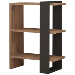 Libreria Marrone Noce Nero Rovere 3 Ripiani Installazione Libera 52x25x70h cm, Utilizzabile Come Divisorio Locale - Netro