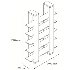 Libreria Marrone Noce 3 Ripiani Installazione Libera 120x23x120h cm, Struttura Verticale - Marenzo