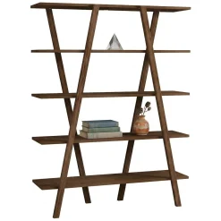 Libreria Marrone Noce 4 Ripiani Installazione Libera 115x30x144h cm, Struttura Verticale - Soragna