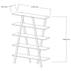 Libreria Marrone Noce 4 Ripiani Installazione Libera 120x25x150h cm, Struttura Verticale - Tertenia