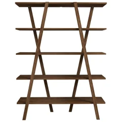 Libreria Marrone Noce 4 Ripiani Installazione Libera 120x25x150h cm, Struttura Verticale - Tertenia