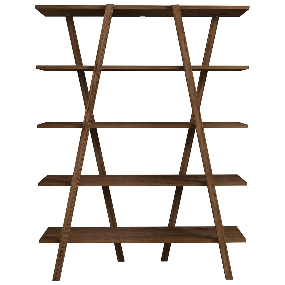 Libreria Marrone Noce 4 Ripiani Installazione Libera 120x25x150h cm, Struttura Verticale - Tertenia