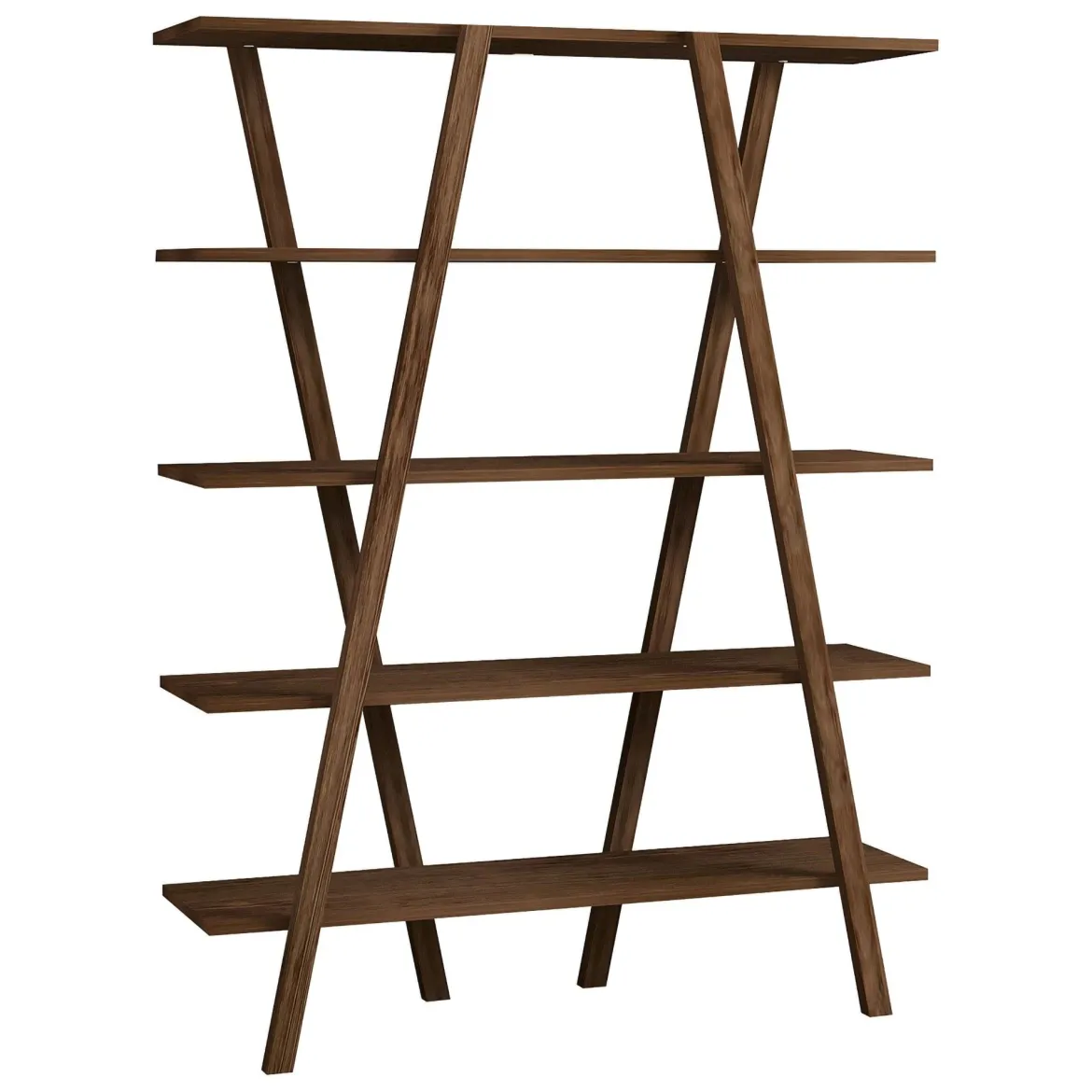 Libreria Marrone Noce 4 Ripiani Installazione Libera 120x25x150h cm, Struttura Verticale - Tertenia