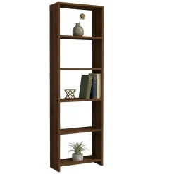 Libreria Marrone Noce 5 Ripiani Utilizzabile Come Divisorio Locale 154.8x34x180h cm, Struttura Bifacciale - Colli