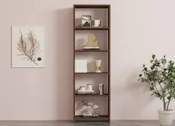 Libreria Marrone Noce 5 Ripiani Utilizzabile Come Divisorio Locale 154.8x34x180h cm, Struttura Bifacciale - Colli