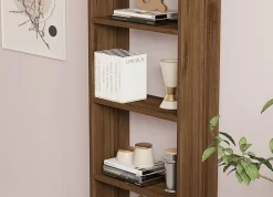 Libreria Marrone Noce 5 Ripiani Utilizzabile Come Divisorio Locale 154.8x34x180h cm, Struttura Bifacciale - Colli