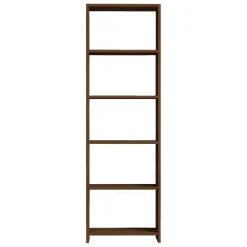 Libreria Marrone Noce 5 Ripiani Installazione Libera 50x20x160h cm, Struttura Verticale - Burcei