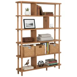 Libreria Marrone Quercia 5 Ripiani Installazione a Terra 120x28x168.5h cm, Sfumatura Colore Struttura Quercia - Amatrice