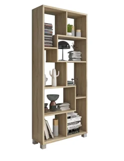 Libreria Marrone Rovere Cassetti 8 Ripiani 68x25x161h cm, - Veniano