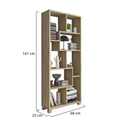 Libreria Marrone Rovere Cassetti 8 Ripiani 68x25x161h cm, - Veniano
