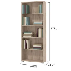 Libreria Marrone Rovere Grigio 4 Ripiani Installazione a Terra 70x24.5x176.5h cm, Sfumatura Colore Struttura Rovere Grigio - Urgnano