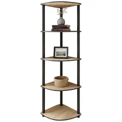 Libreria Marrone Rovere Nero 4 Ripiani Installazione Libera 34x34x139h cm, Sfumatura Colore Struttura Rovere - Sessanio