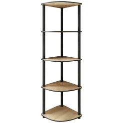 Libreria Marrone Rovere Nero 4 Ripiani Installazione Libera 34x34x139h cm, Sfumatura Colore Struttura Rovere - Sessanio