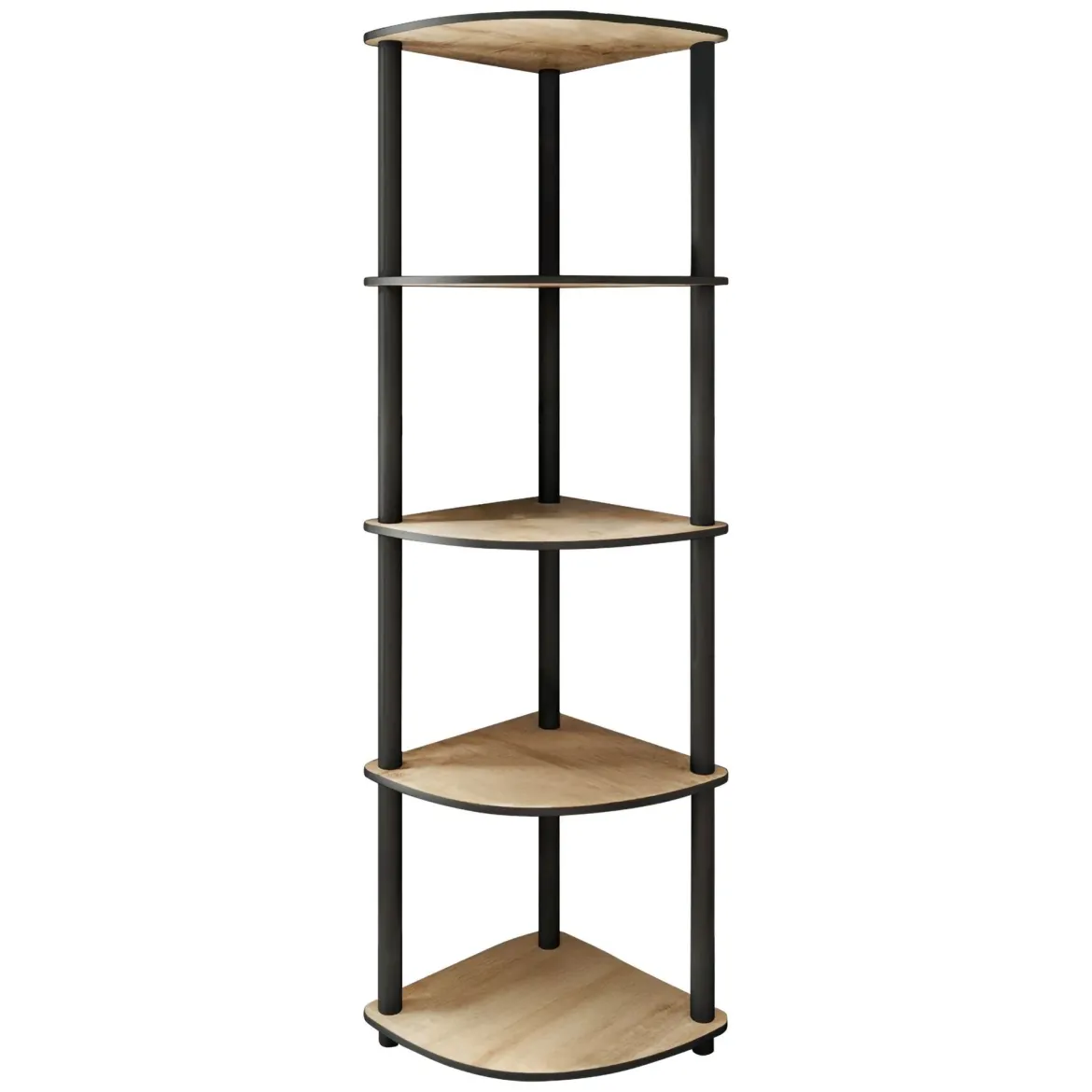 Libreria Marrone Rovere Nero 4 Ripiani Installazione Libera 34x34x139h cm, Sfumatura Colore Struttura Rovere - Sessanio